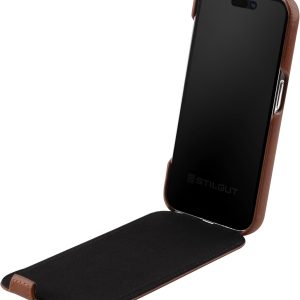 STILGUT UltraSlim passend für iPhone 16 Hülle - iPhone 16 Flip Case kompatibel mit MagSafe aus Leder, Klapphülle, Handyhülle, Lederhülle - Cognac 7